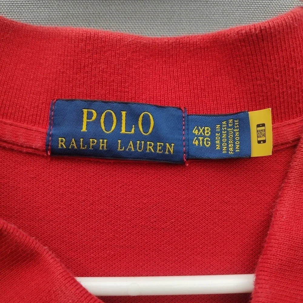 Polo Ralph Lauren 2 Button‎ Short Sleeve Cotton Polo Shirt Men's 4XB Light Red